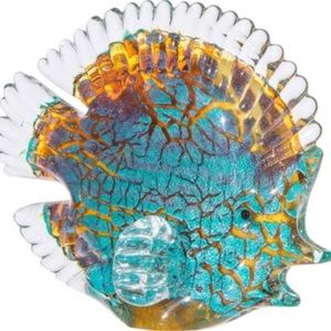 Glass Turquoise Fish 6" Nautical Tabletop Accent Decor NEW